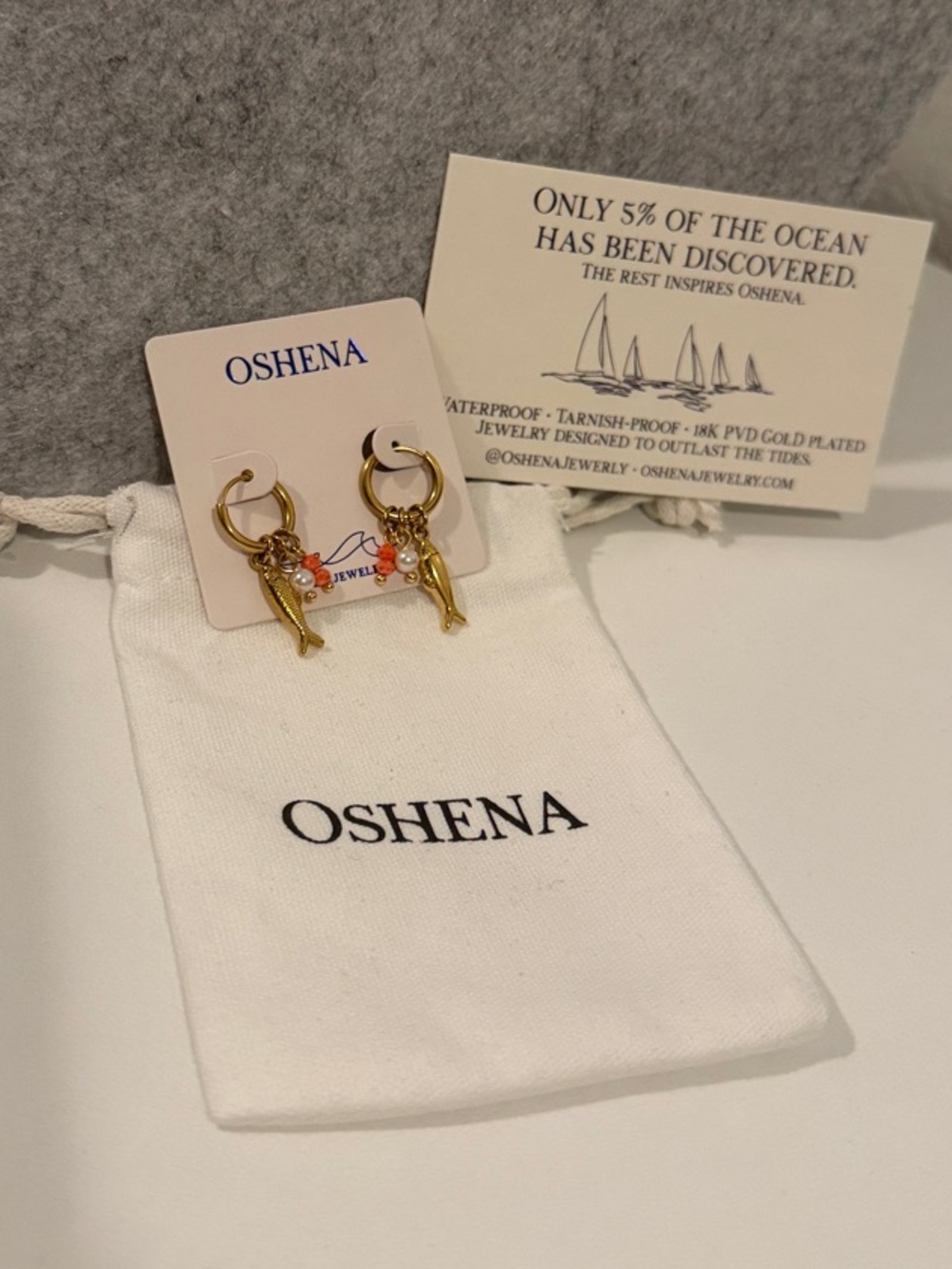 Gold Dolphin Hoop Earrings with Coral Accents
